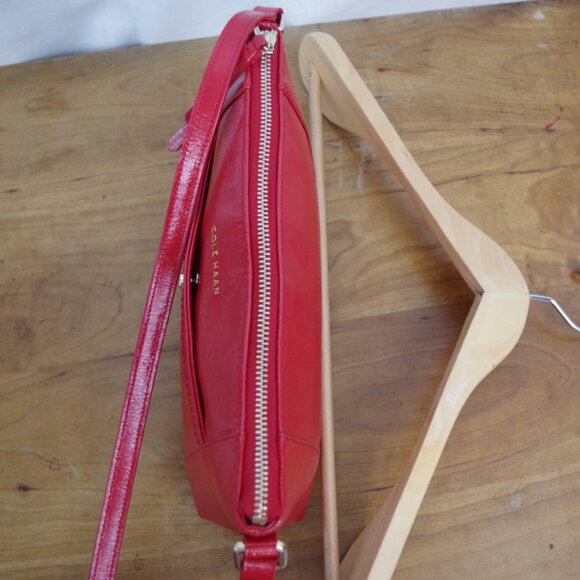 Cole Haan Red Patent Textured Leather Crossbody Purse - Picture 11 of 16